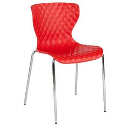 Emma + Oliver - Contemporary Design Accent Dining Plastic Stack Chair - Red