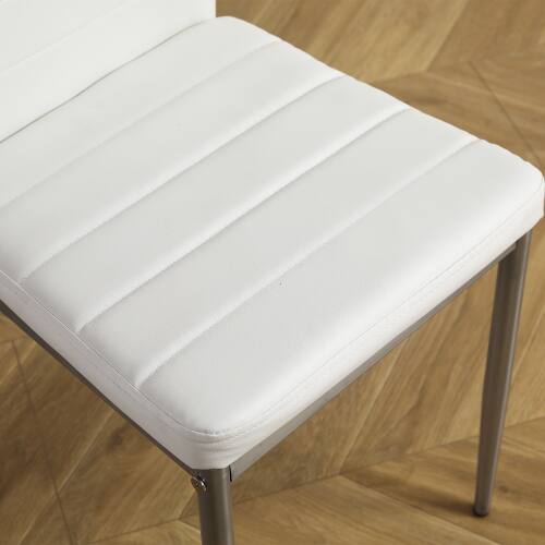 Alt View 4. Winado - Set of 4 Dining Room Chairs Kitchen Chairs PU Leather Breakfast Furniture - White.