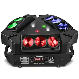 UKing - Mini 9 Head Bird Moving Head Stage Effect Light with Laser+Strobe 9PCS*3W RGB LEDs DMX512 Sound Auto Master-slave