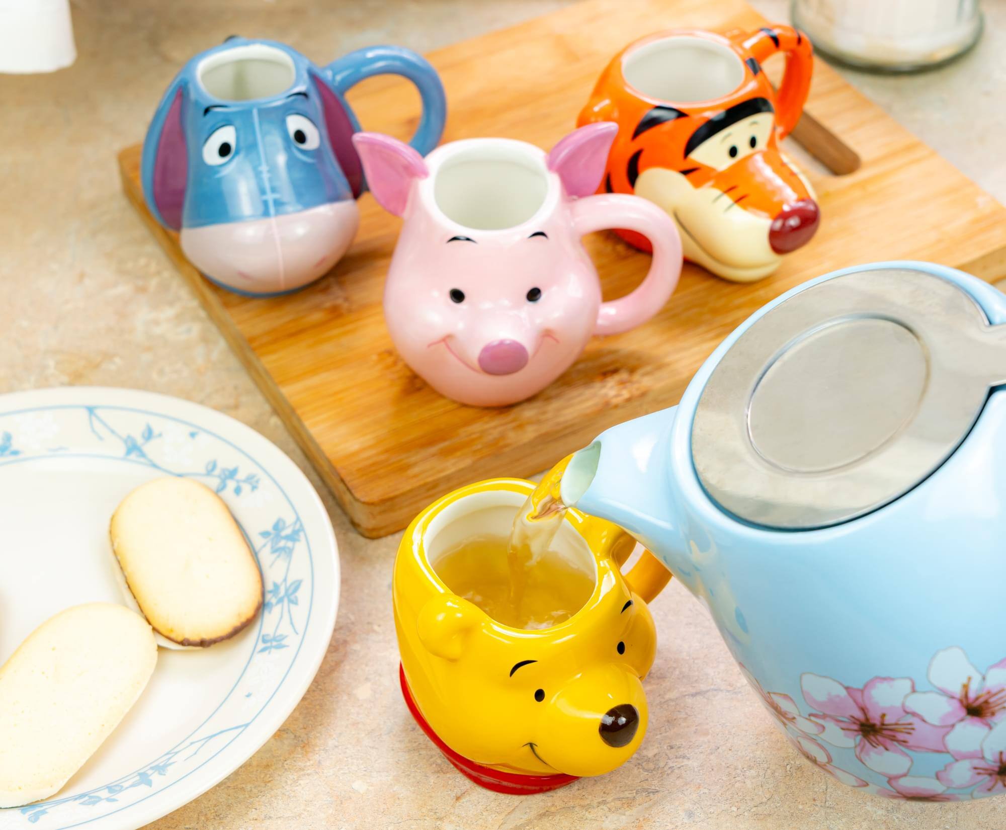 Alt View 5. Disney - Disney Winnie The Pooh Characters 4-Piece Sculpted Mug Set | Each Holds 4 Ounces - Multi-Colored.