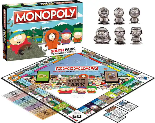 PARK Hper HUTES Fast FastDealing Property Trading Game ON MONOPOLY MONOPOLY PARK SOUTH SOUTH PARK. EDITION, MKAY? IT'S A NEW EDITION, MKAY? aldn SUCKYSWORES SOUTH PARK SNACK SMORES mnes SNACKY - SMORES SNACKY in AD MORES 3D 1 SRAA DO - mD SHAO 1DD - a DOD IOR COLLECT SALARY AS YOU PASS GO