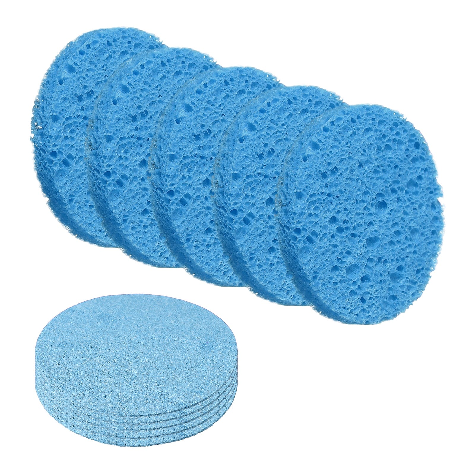 Unique Bargains - 10pcs Cellulose Round Sponges Non-Scratch Compressed Scrubber for Kitchen Bathroom Household Cookware & Cleaning DIY - Blue price history on PriceWatchPro