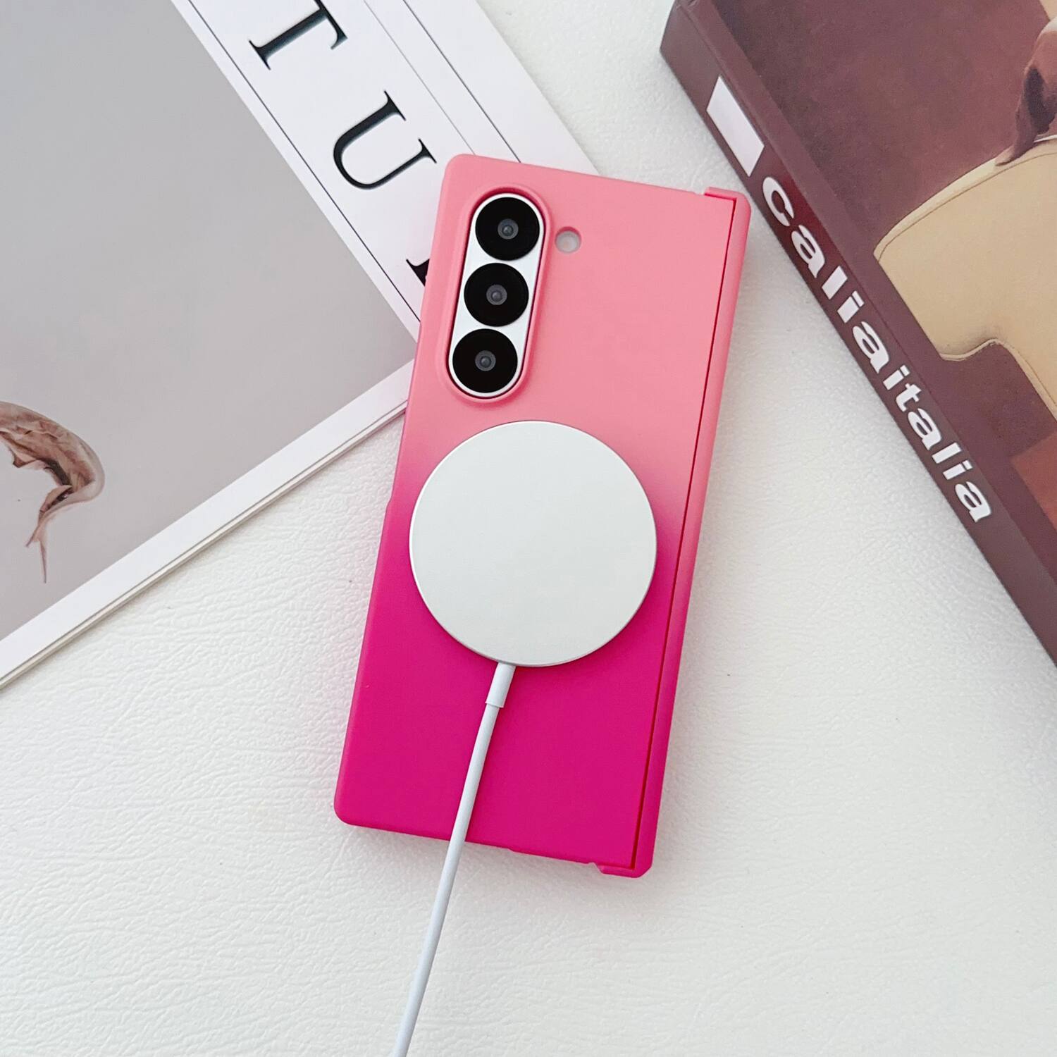 Alt View 3. Dteck - Magnetic Hard PC Hinge Case for Samsung Galaxy Z Fold6,Qi Wireless Charging Compatible,Shockproof Slim Gradient Cover - D.