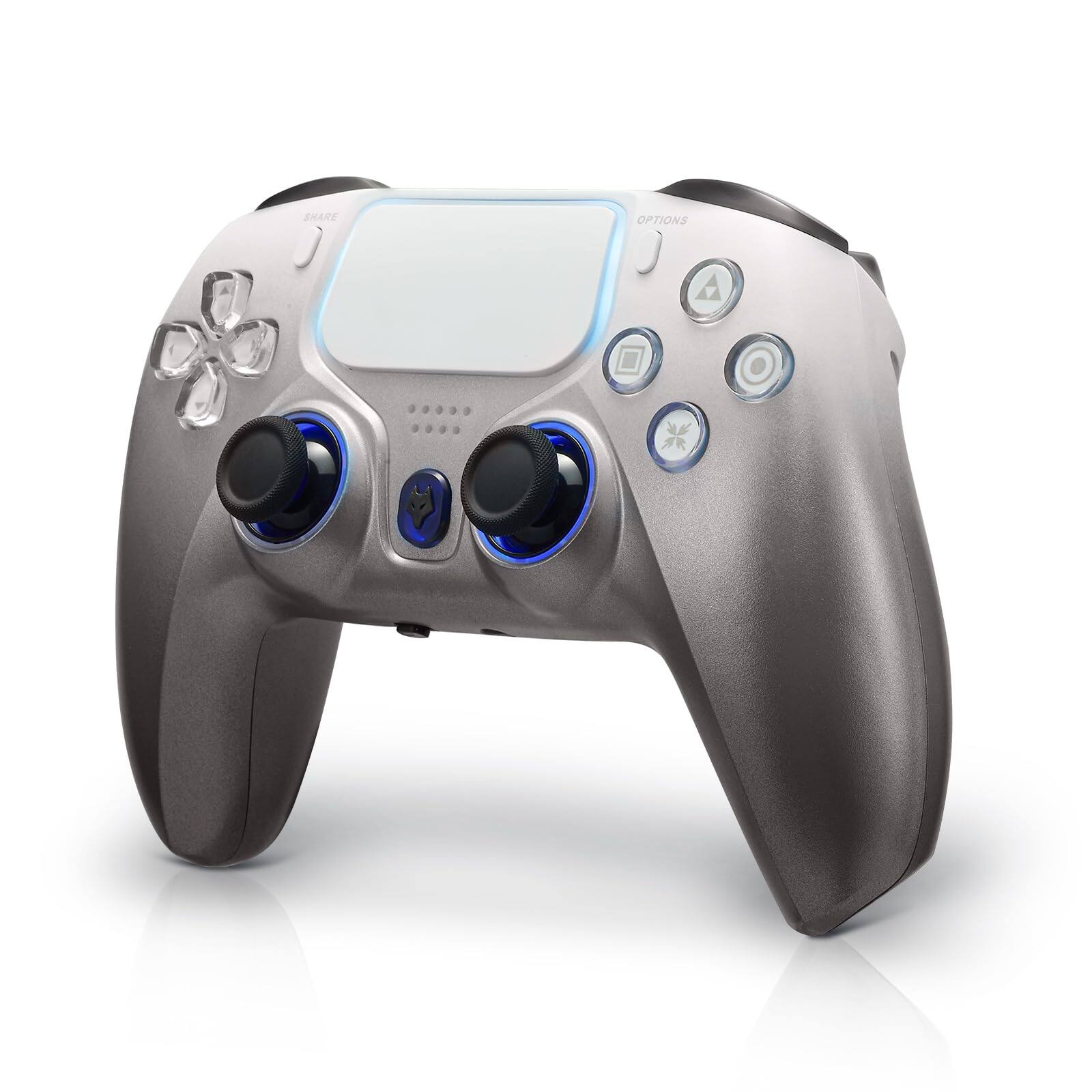 Reds Spade - Wireless Ps4 Controller For Ps4 slim pro pc - Elite Gamepad With Macro Buttons Turbo Mode Dual Vibration Hall - Gray