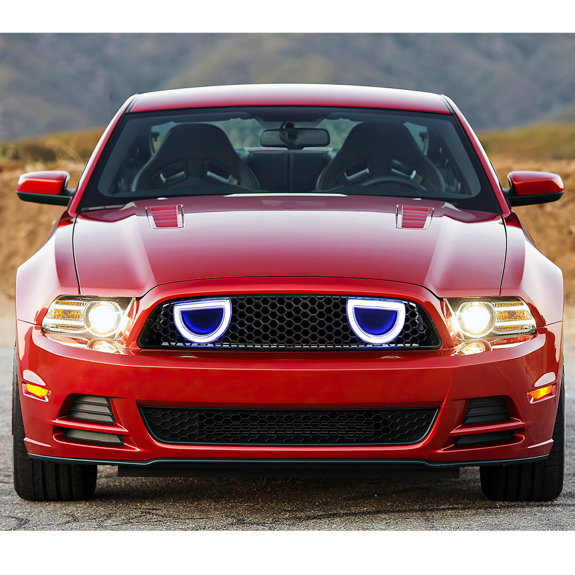 Alt View 7. AMERICAN MODIFIED - AMERICAN MODIFIED Mustang Front Upper Grille Fits 2013-2014 Ford Mustang GT V6 - Glossy Black.