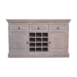 Artisan Furniture - Solid Wood Wine Storage Unit, 3 Drawers, 2 Doors, Color - Acid Wash
