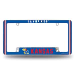 Rico Industries - Kansas Jayhawks Chrome Metal License Plate Frame with Full Frame Team Color Graphics - Multi
