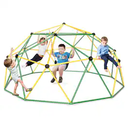 Costway - 10 FT Climbing Dome with Swing Outdoor Kids Play Jungle Gym - Green
