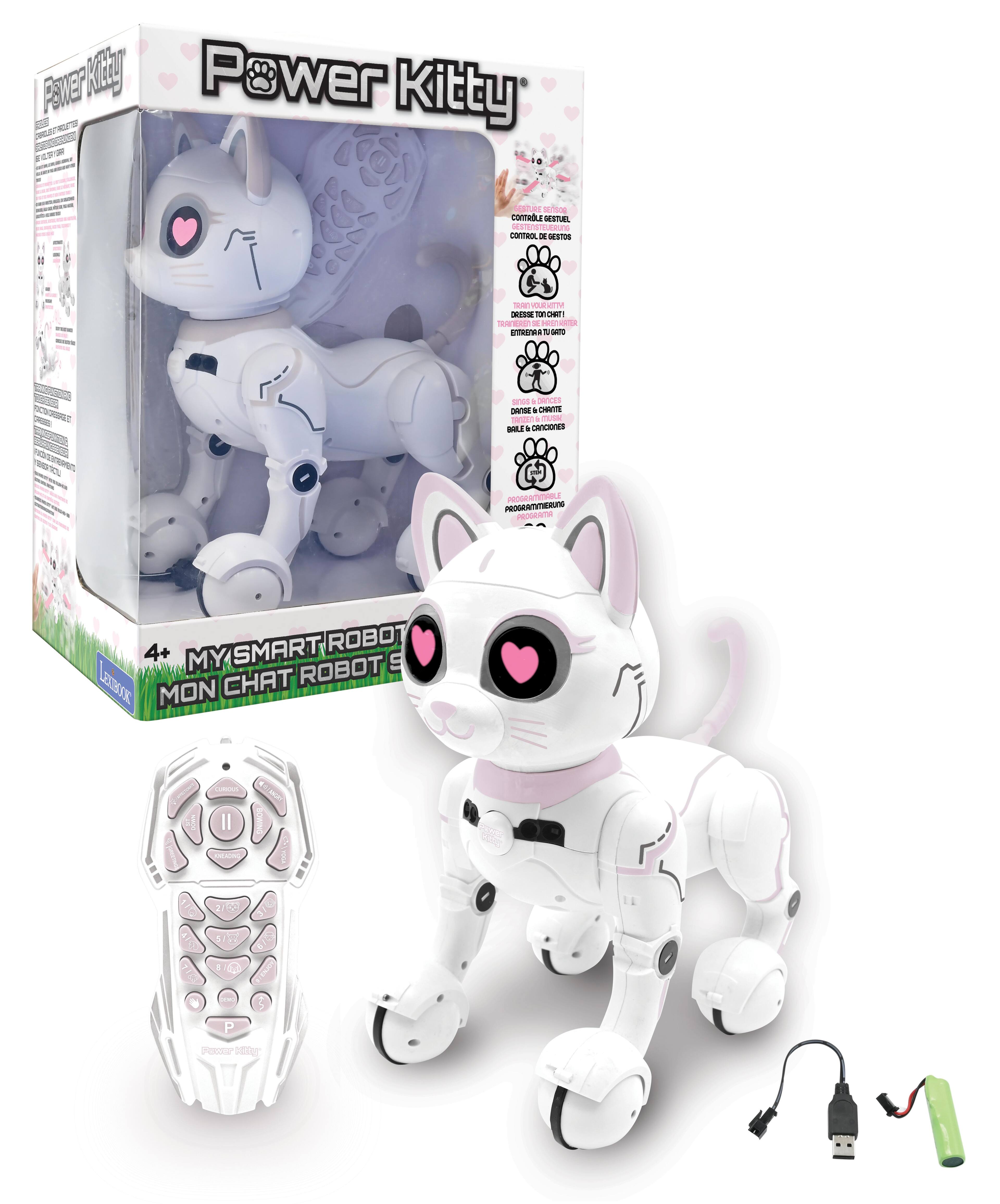 Power Kitty  
4+ MY SMART ROBOT  
MON CHAT ROBOT  

- Dresse ton chat !  
- Entre dans ta chambre  
- Dresse et crée  
- Théâtre et cinéma  
- Balle et chatouilles  

- Programmable  
- Contrôle gestuel  
- Contrôle de gestes  

- Dresse ton chat !  
- Entre dans ta chambre  
- Dresse et crée  
- Théâtre et cinéma  
- Balle et chatouilles  

- Programmable  
- Contrôle gestuel  
- Contrôle de gestes