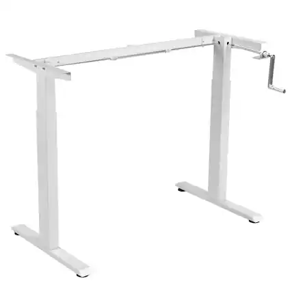 Front. Gymax - Gymax Hand Crank Sit to Stand Desk Frame Height Adjustable Standing Base White - White.