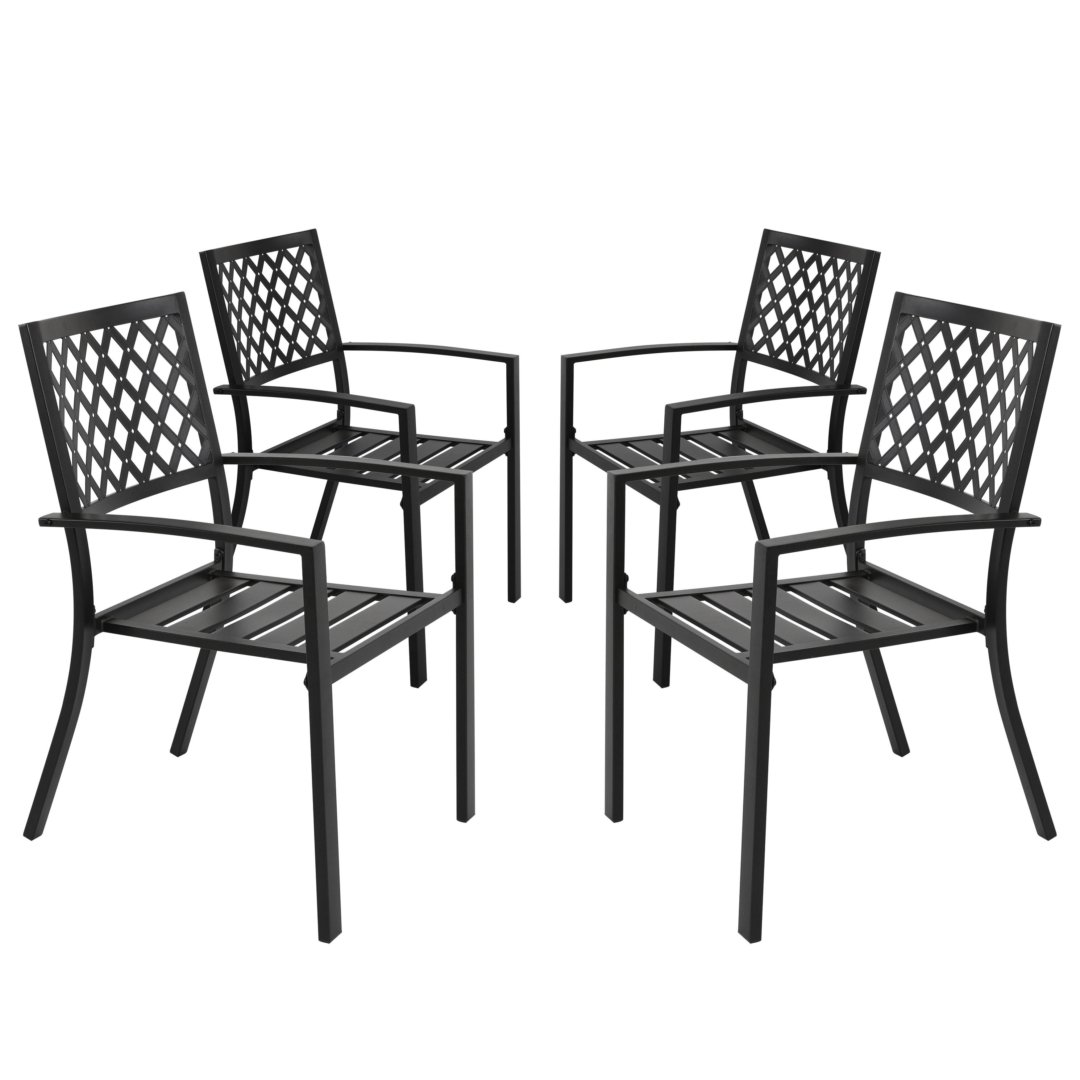 Alt View 3. Nuu Garden - Outdoor 4-Piece Patio Chair Set, Powder-coated Finish and Iron Frame - Black with Gold Speckles.