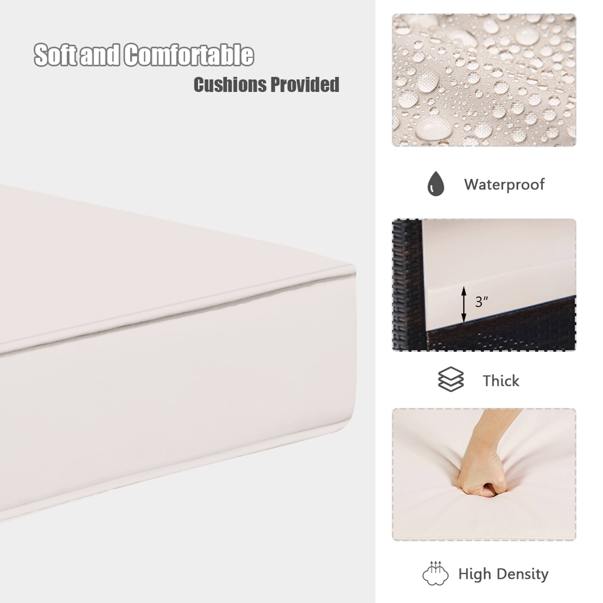 Soft and Comfortable Cushions Provided, Waterproof, 3" Thick, High Density