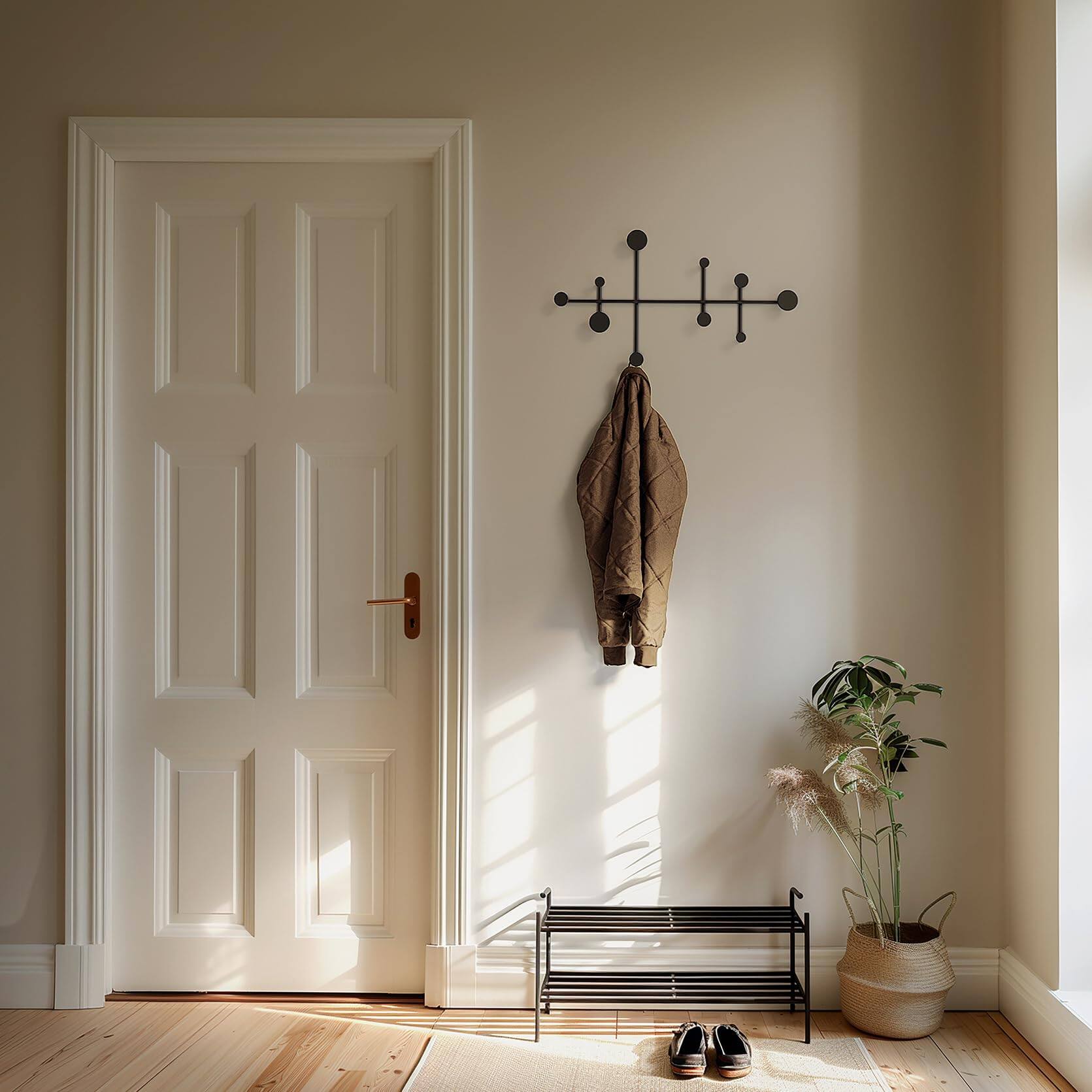 Alt View 1. HM 1810 - 'sval' Wall Wardrobe Minimalist Coat Hook Design From Berlin Modern Metal Wall-mounted Rack/hooks - White.