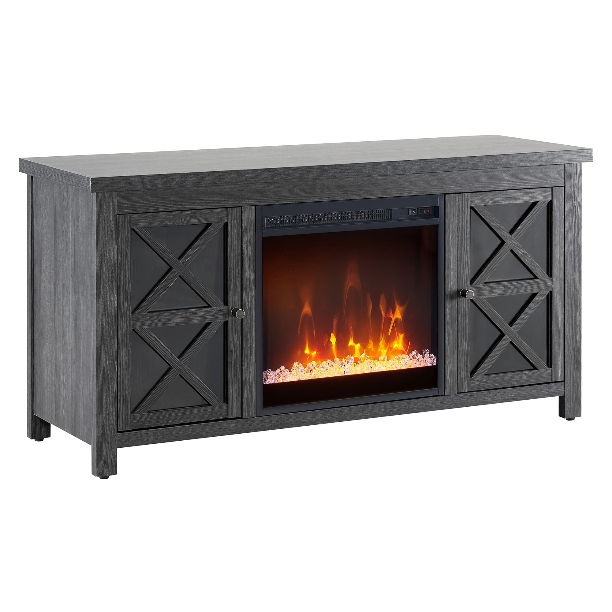 Angle. Camden&Wells - Colton Crystal Fireplace TV Stand for Most TVs up to 55" - Charcoal Gray.
