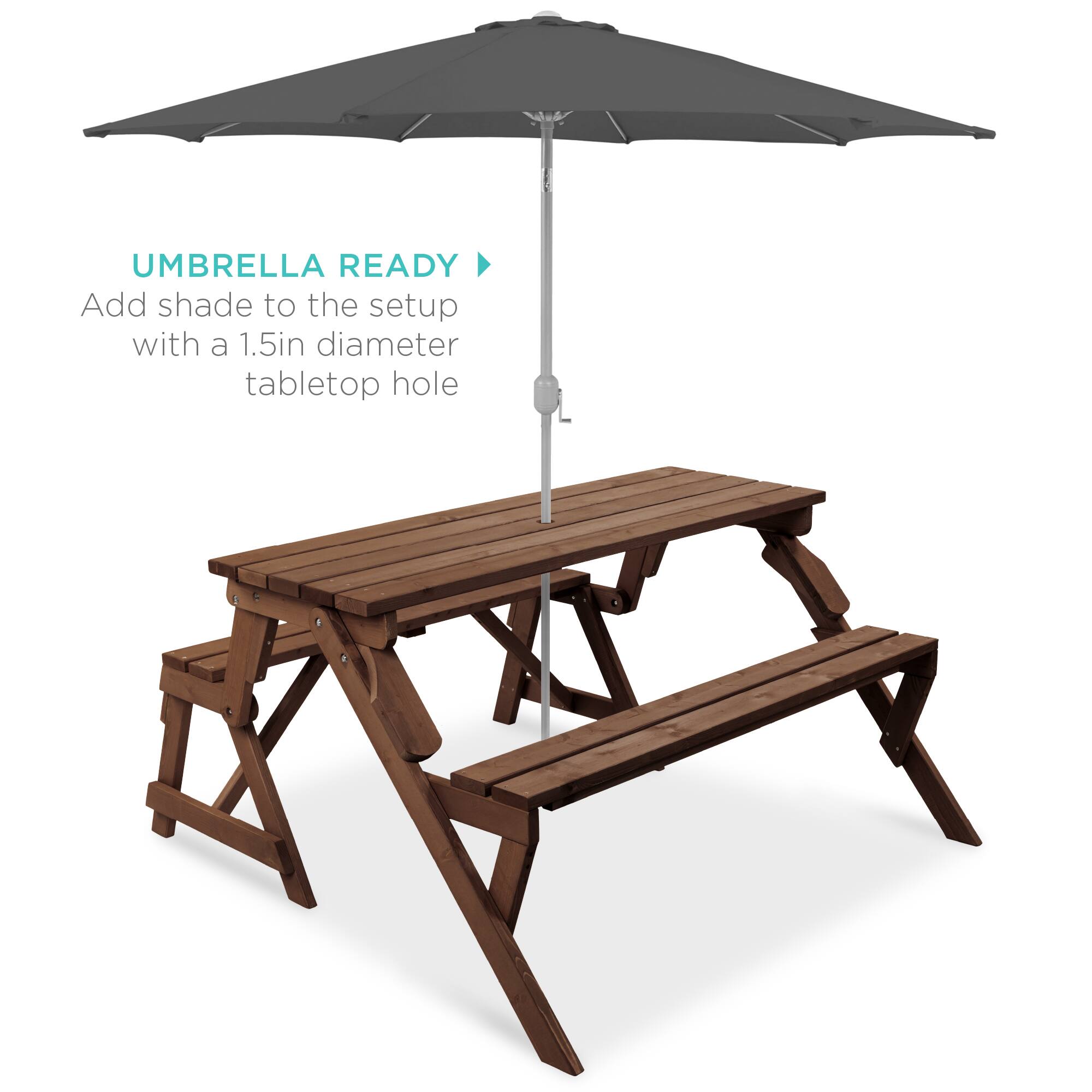 UMBRELLA READY  
Add shade to the setup with a 1.5in diameter tabletop hole