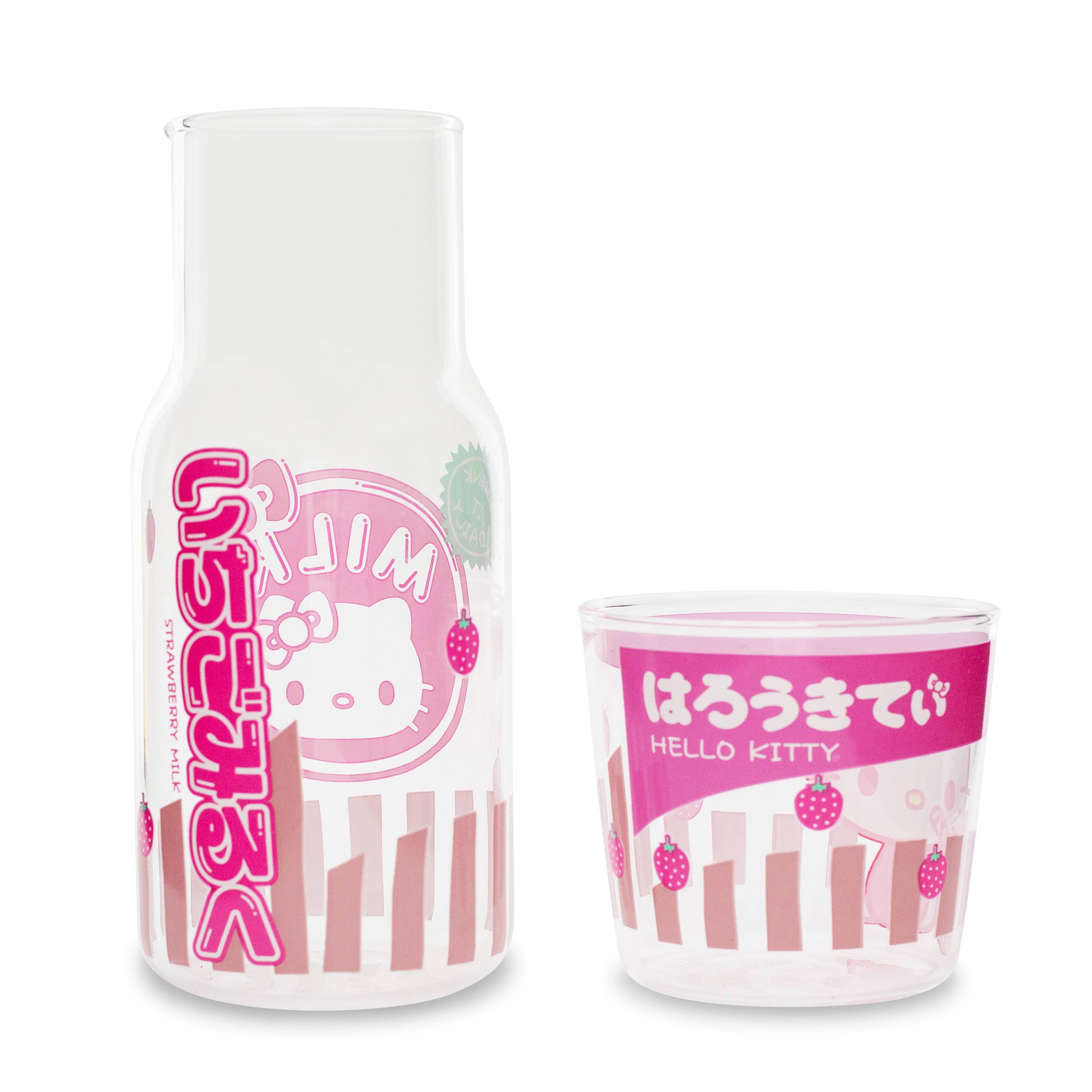 Sure! Here is the corrected and grouped text from the image:

**Bottle:**
- STRAWBERRY MILK
- HELLO KITTY

**Cup:**
- はろうきでぃ
- HELLO KITTY
- STRAWBERRY MILK