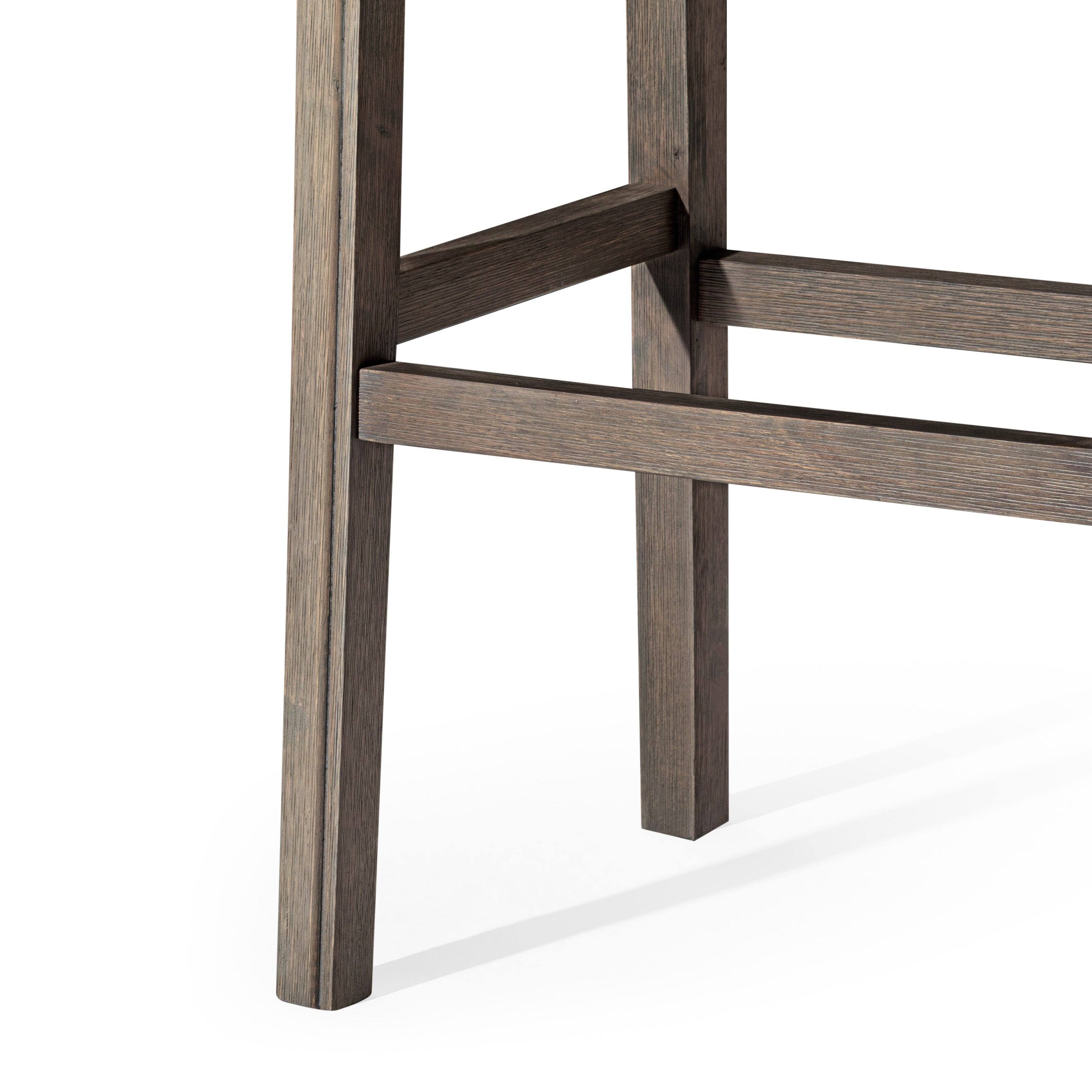 Alt View 7. Maven Lane - 31" Adrien Saddle Bar Stool In Reclaimed Oak With Vegan Leather - Reclaimed Oak.