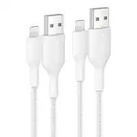 Belkin - BOOST↑CHARGE Braided PCR USB-A to Lightning Cable 1M 2-Pack - White - Front_Zoom