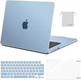 mosiso - Case for MacBook Air 15 inch M5 2026 2025-2023 M4 M3 M2 A3448 A3241 A3114 A2941, Shell&Keyboard Cover&Screen Film&Pouch - Sky Blue
