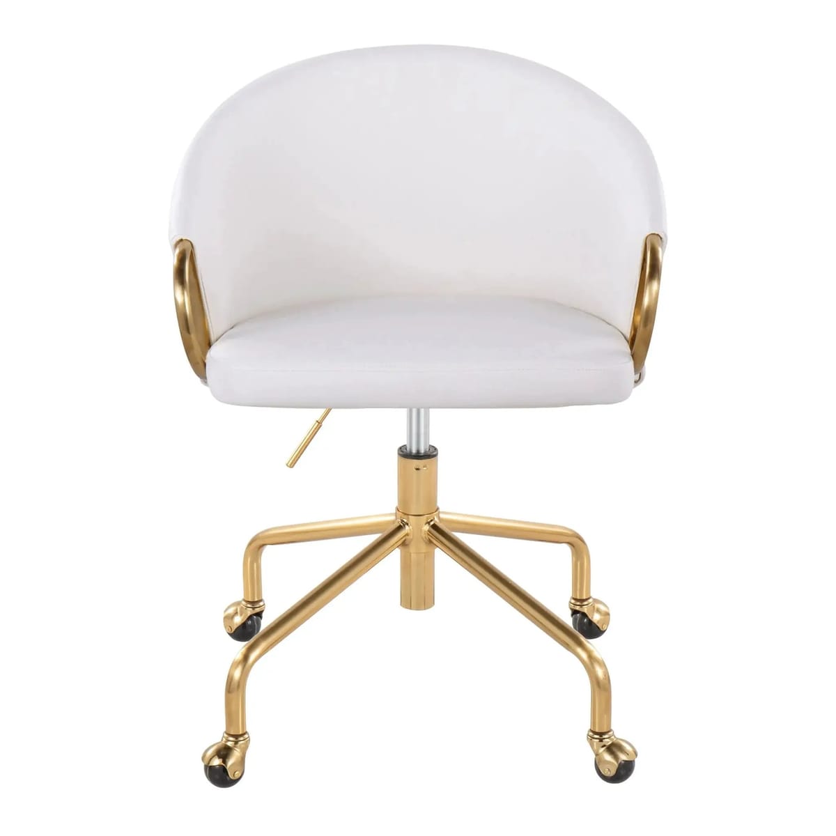 Alt View 1. LumiSource - Claire Glam Task Chair Gold Metal Frame White Faux Leather - White.