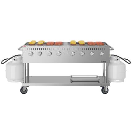Front. Koolmore - 60 in. Commercial Mobile Outdoor Propane Gas Grill, ETL Listed in Stainless-Steel (KM-CGM-60) - Stainless Steel.