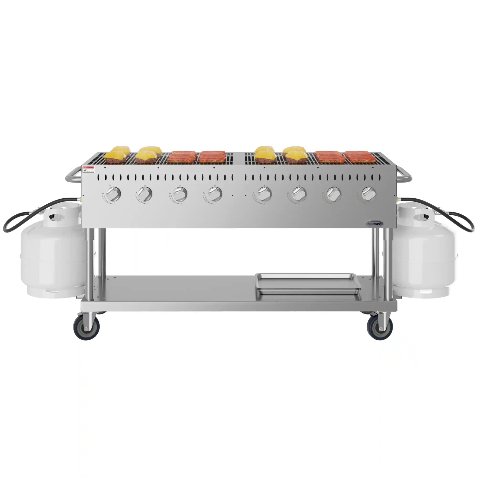 Front. Koolmore - 60 in. Commercial Mobile Outdoor Propane Gas Grill, ETL Listed in Stainless-Steel (KM-CGM-60) - Stainless Steel.