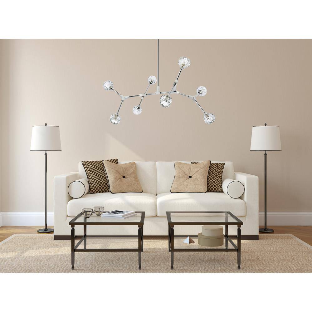 Angle. Elegant Lighting - Zayne 8 Light Pendant in Chrome - Chrome And Clear.