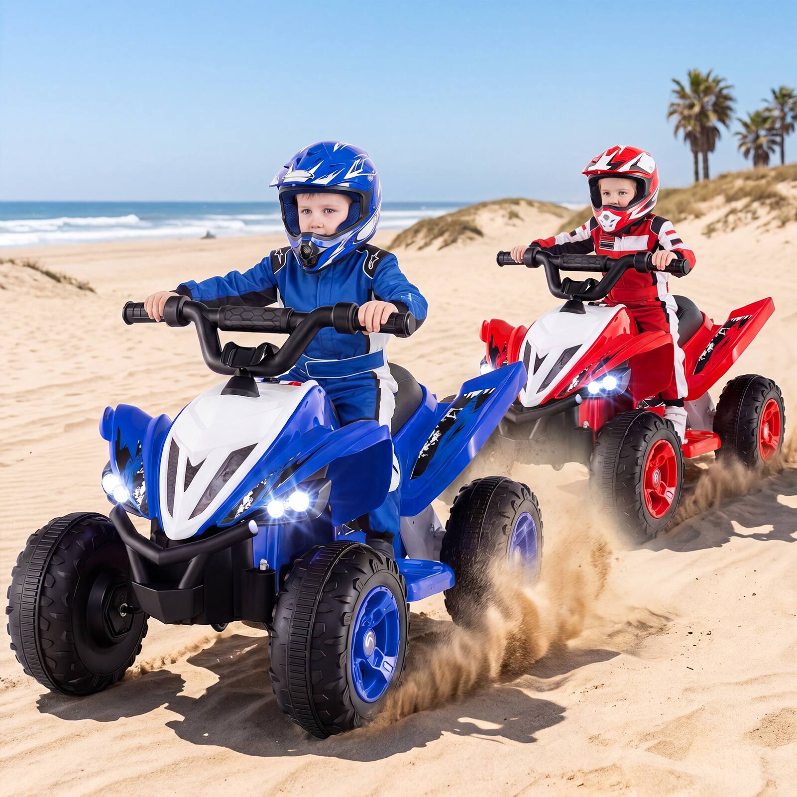 Alt View 3. Costway - Costway 12V Quad 4 Wheeler Ride on Toy with Music, Light, USB Port, Wireless Connection - Navy.