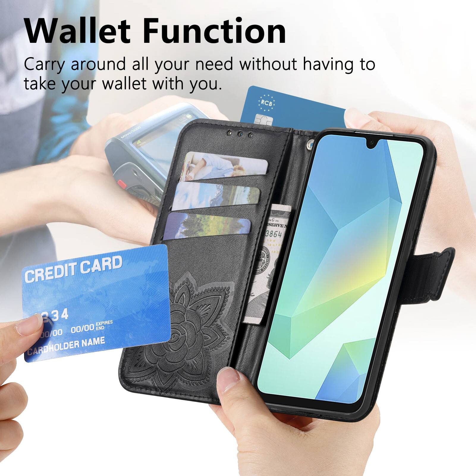 Wallet Function  
Carry around all your need without having to take your wallet with you.  

RCB Mom/ E - NERVE  
3864 CREDIT CARD  
234 4  
EXPIRES 00/00  
END 00/00  
NAME CARDHOLDER