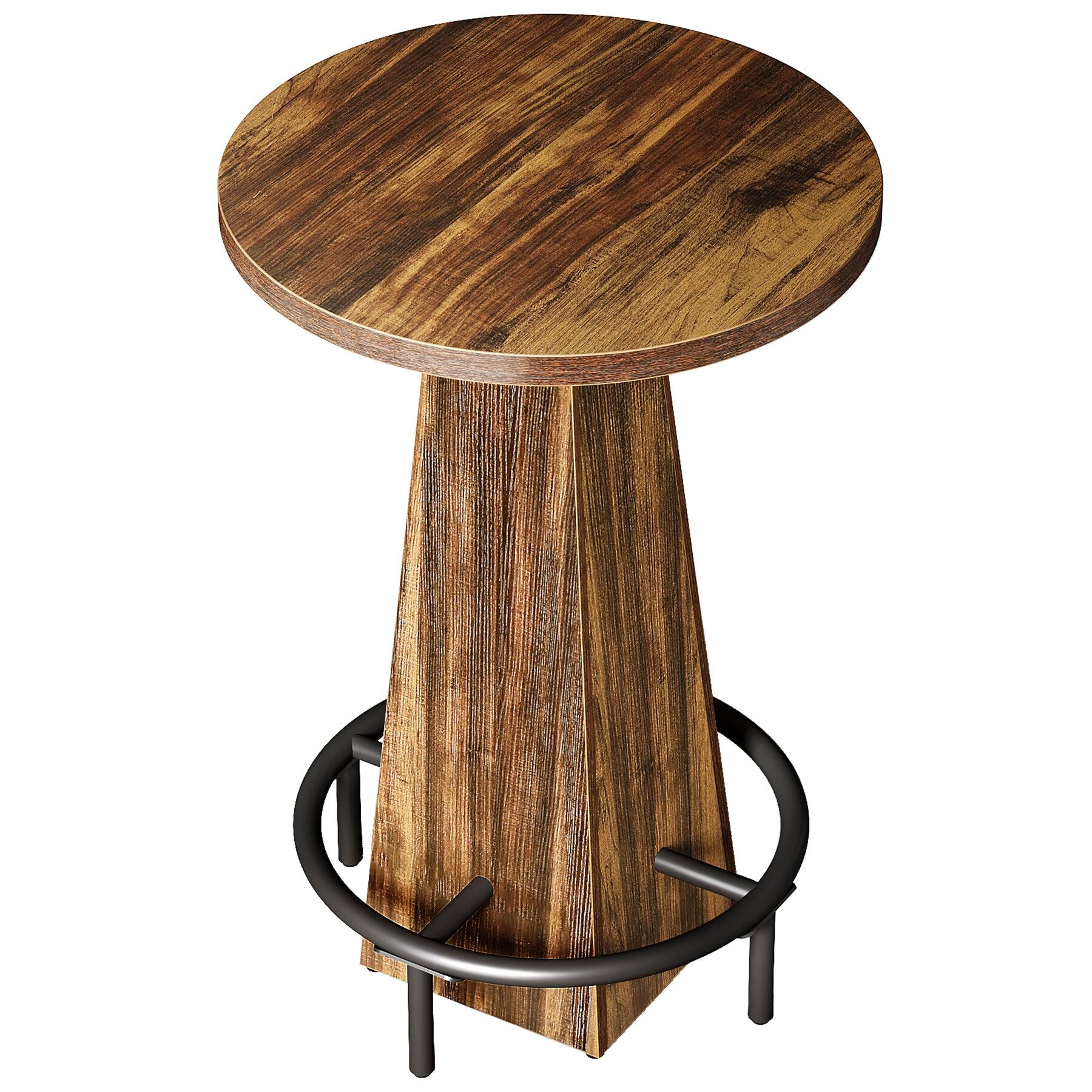 Alt View 5. Tribesigns - Bar Table with Engineered Wood Construction, Footrest and Space-Saving Design for Living Room - Brown.