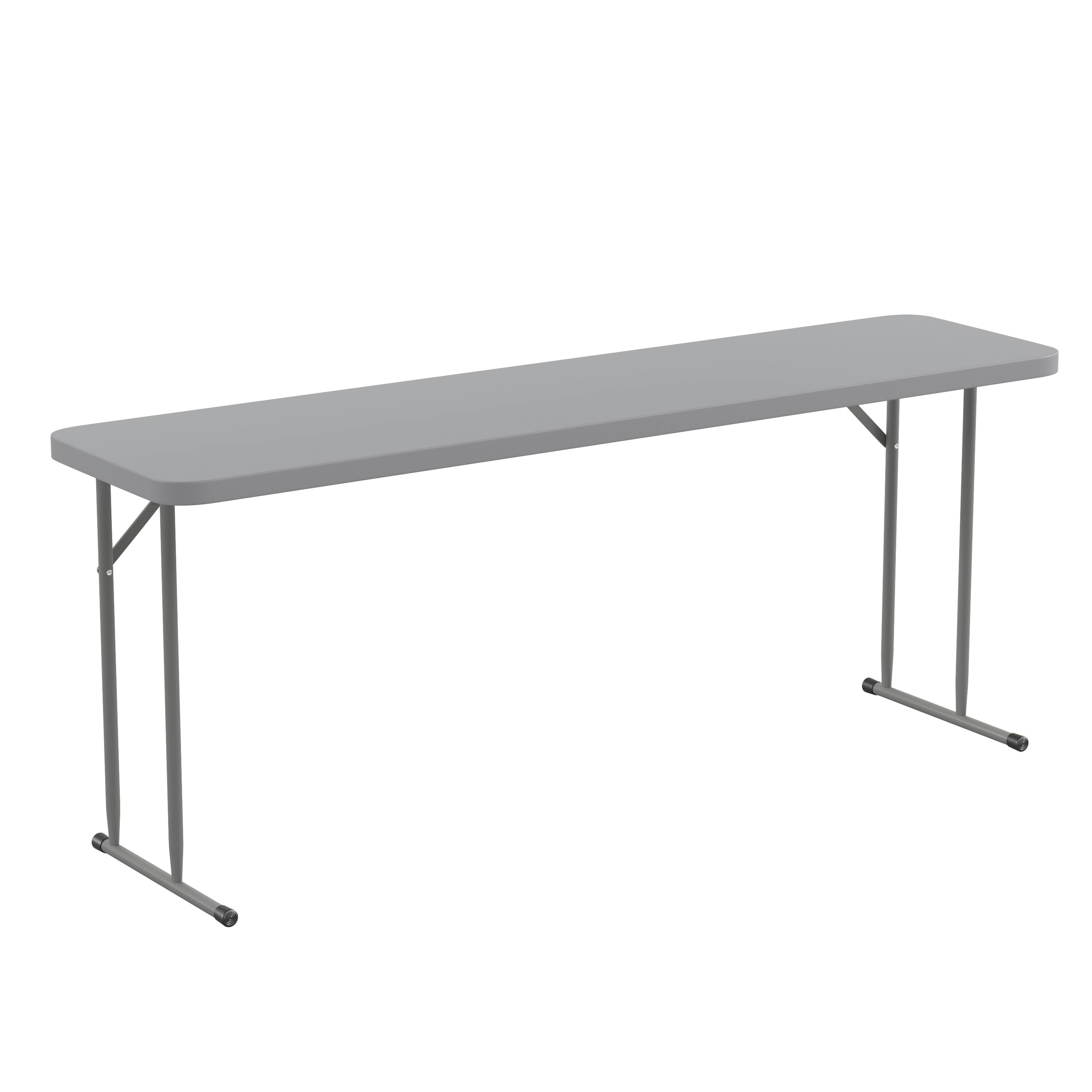Front. Emma + Oliver - 70.8 Inch Plastic Folding Training Table - Gray.