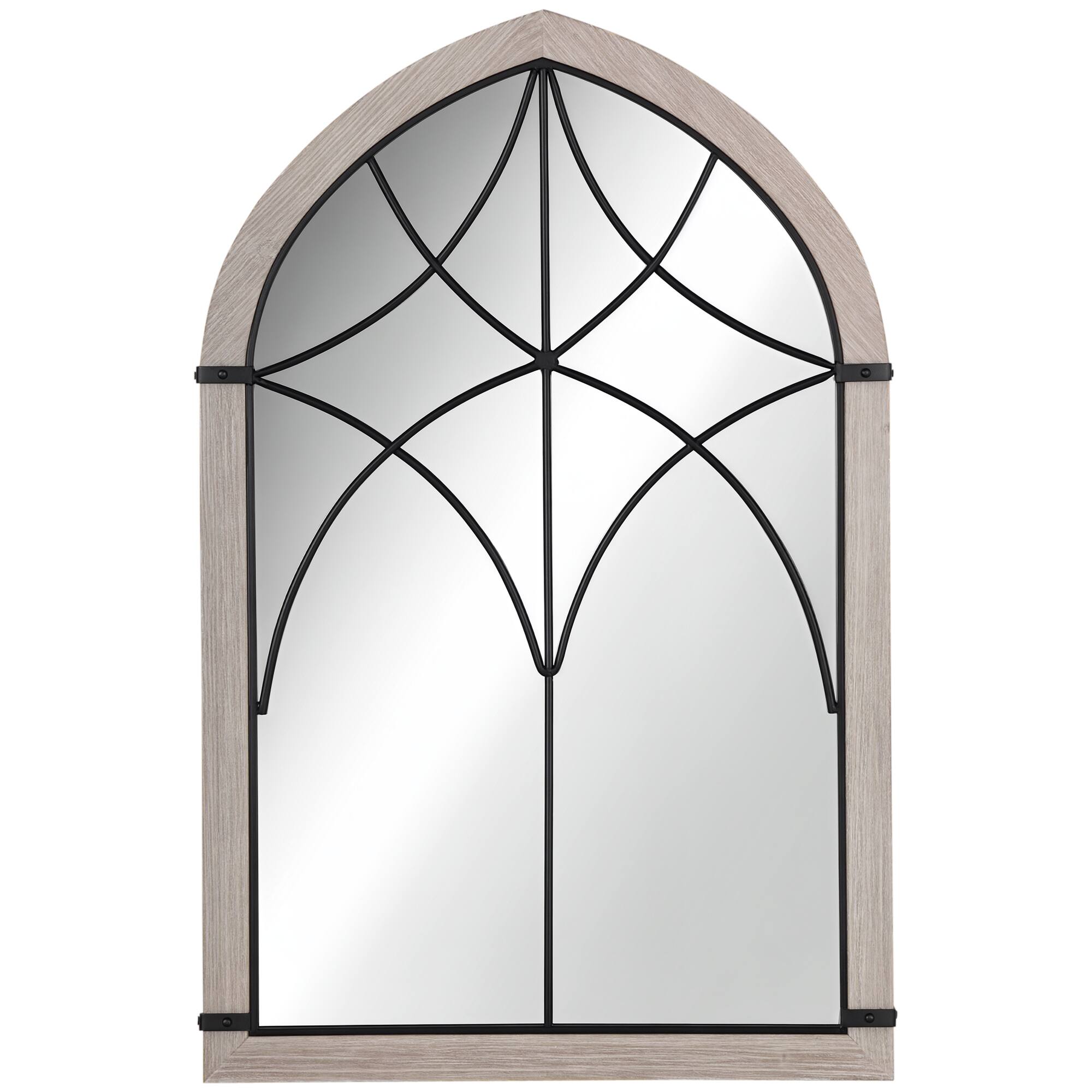 Front. Homcom - 36.5" x 23.5" Large Farmhouse Wall Mirror, Arch Window Mirror for Wall Decor in Living Room, Bedroom, Entryway.