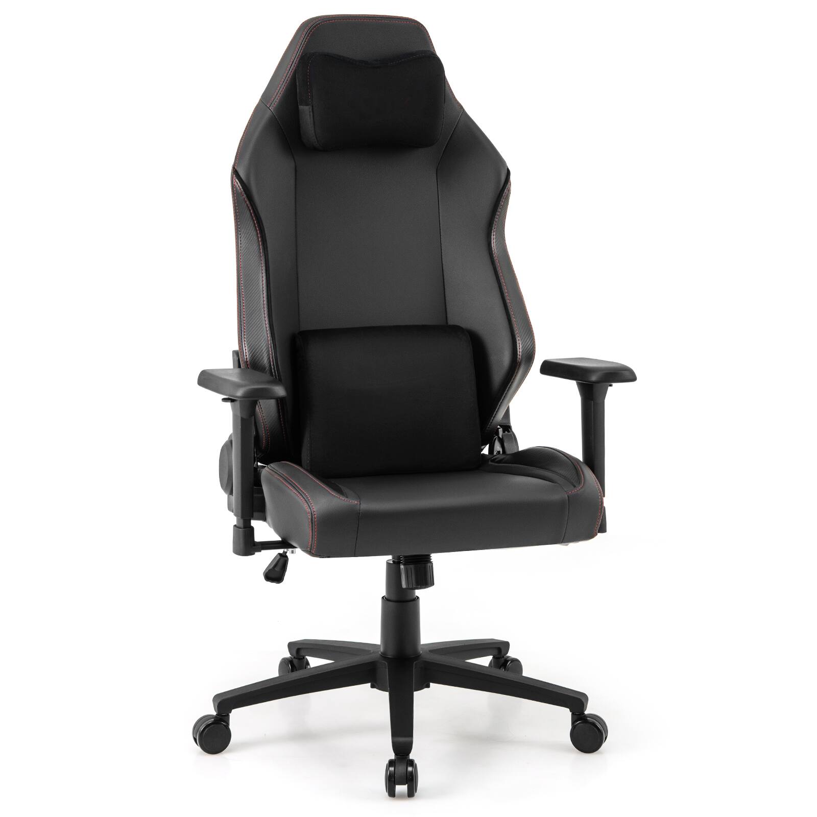WELLFOR - Ergonomic High Back Computer Chair with Magnetic Headrest and Lumbar Pillow - Black