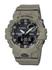 Front. Casio - Men's G-Shock Analog-Digital Power Trainer with Bluetooth Mobile Link 49mm Watch - Tan.