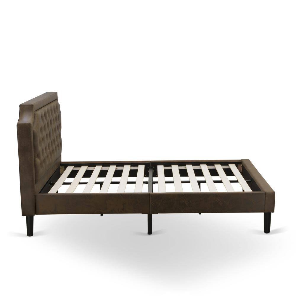 Back. East West Furniture - GB25Q-1VL07 2-Piece Granbury Bed Set with Queen Bed and Distressed Jacobean Night Stand - Dark Brown Faux Leather and - Black Textured.