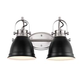 Jonathan Y - Phineas 16.25" 2-Light Adjustable Farmhouse Bohemian Iron LED Vanity Light, /Nickel - Black