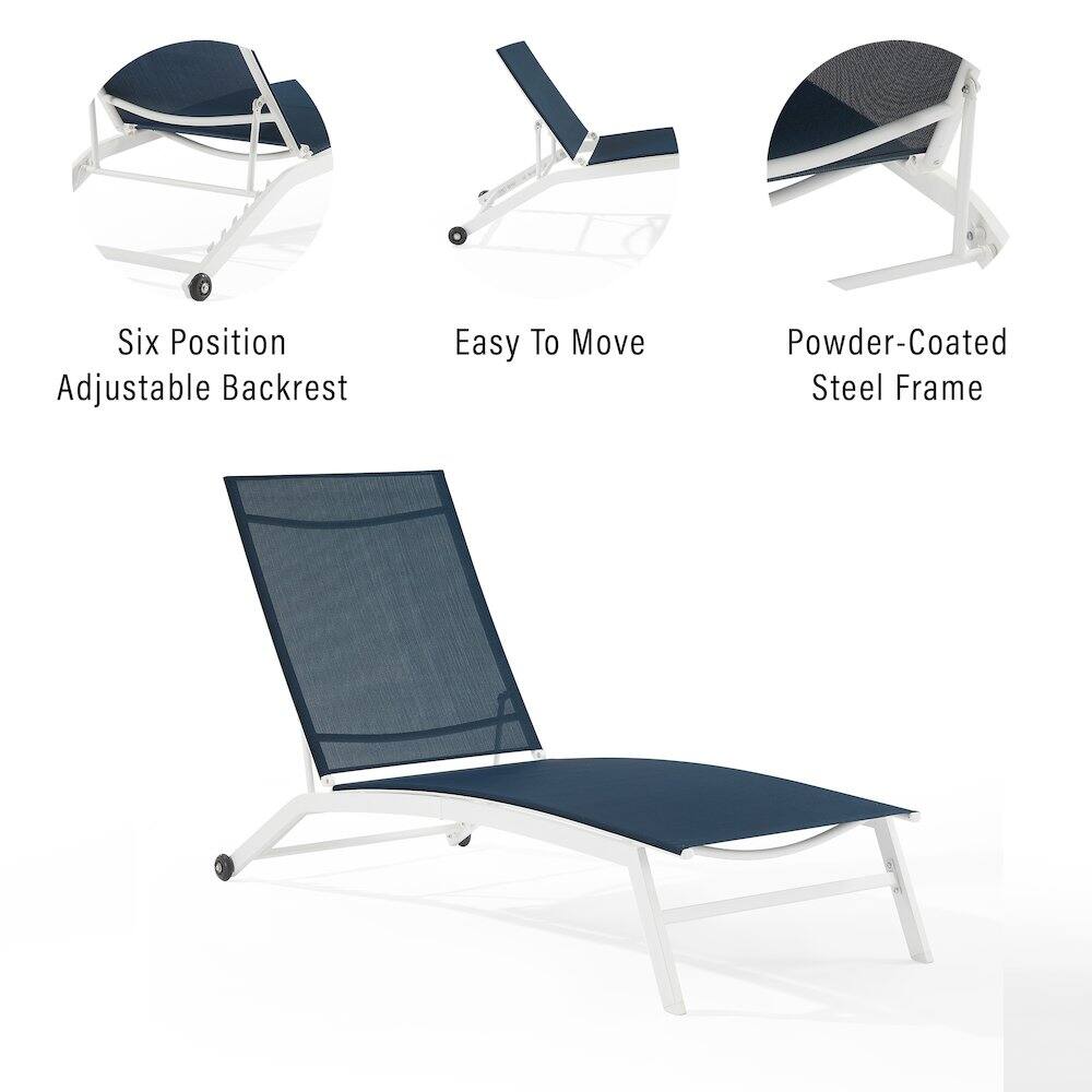 Six Position Adjustable Backrest  
Easy To Move  
Powder-Coated Steel Frame