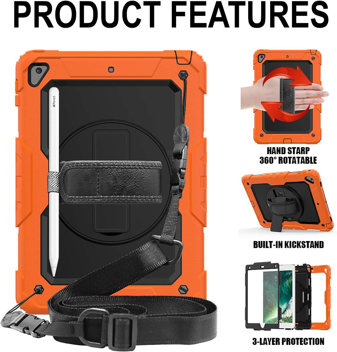 PRODUCT FEATURES
- Pencil
- HAND STARP 360° ROTATABLE
- BUILT-IN KICKSTAND
- 3-LAYER PROTECTION