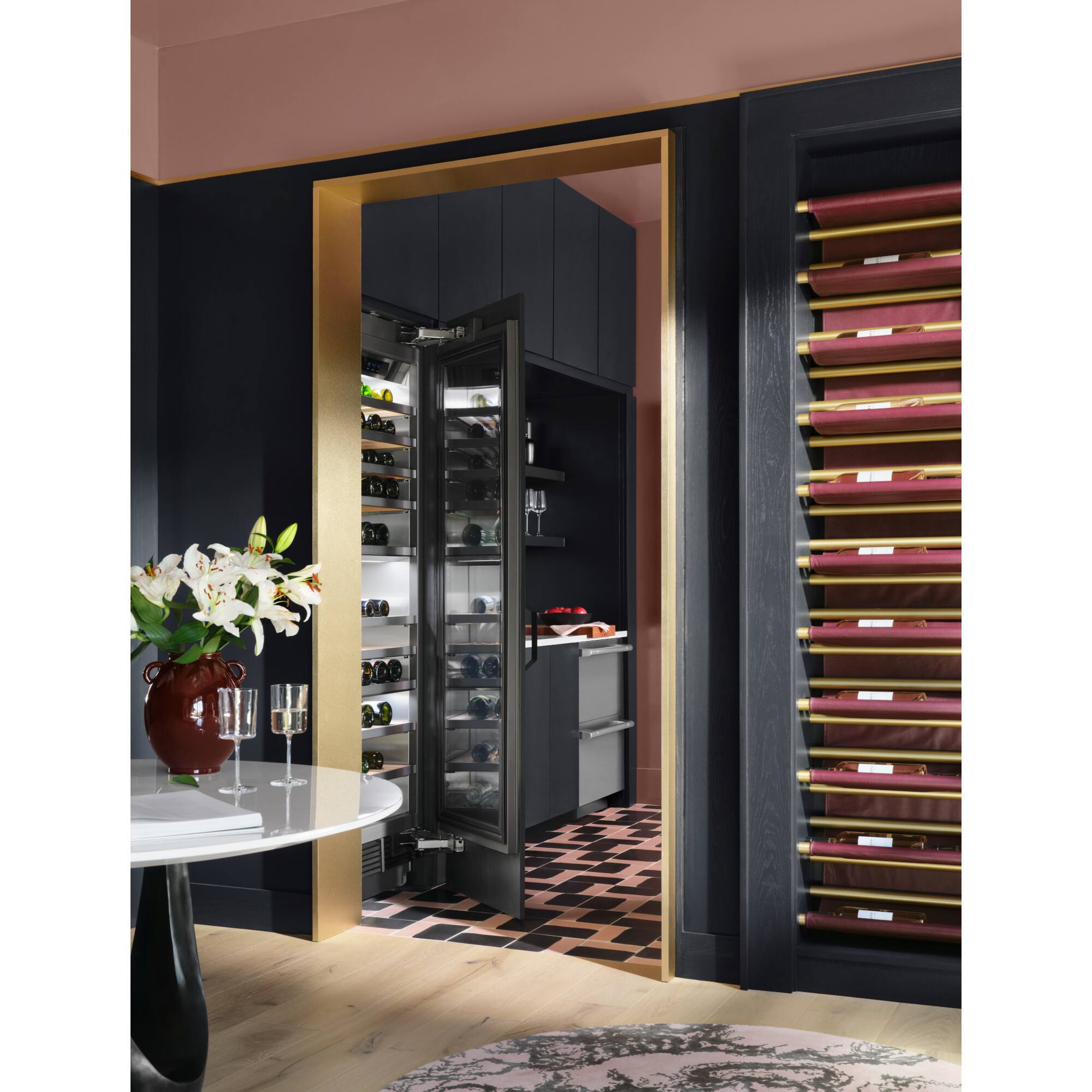 Alt View 2. SKS - 24-inch 113-Bottle Built-In Smart Column Wine Cooler with 3 Temperature Zones - Custom Panel Ready.