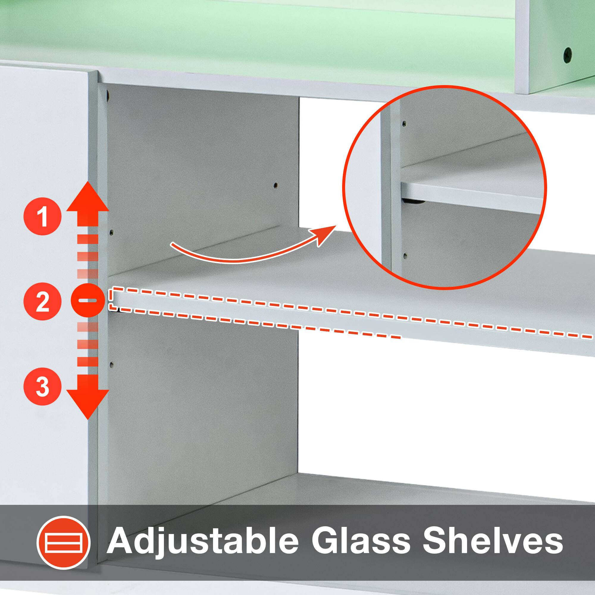 1. 2 - 3 Adjustable Glass Shelves