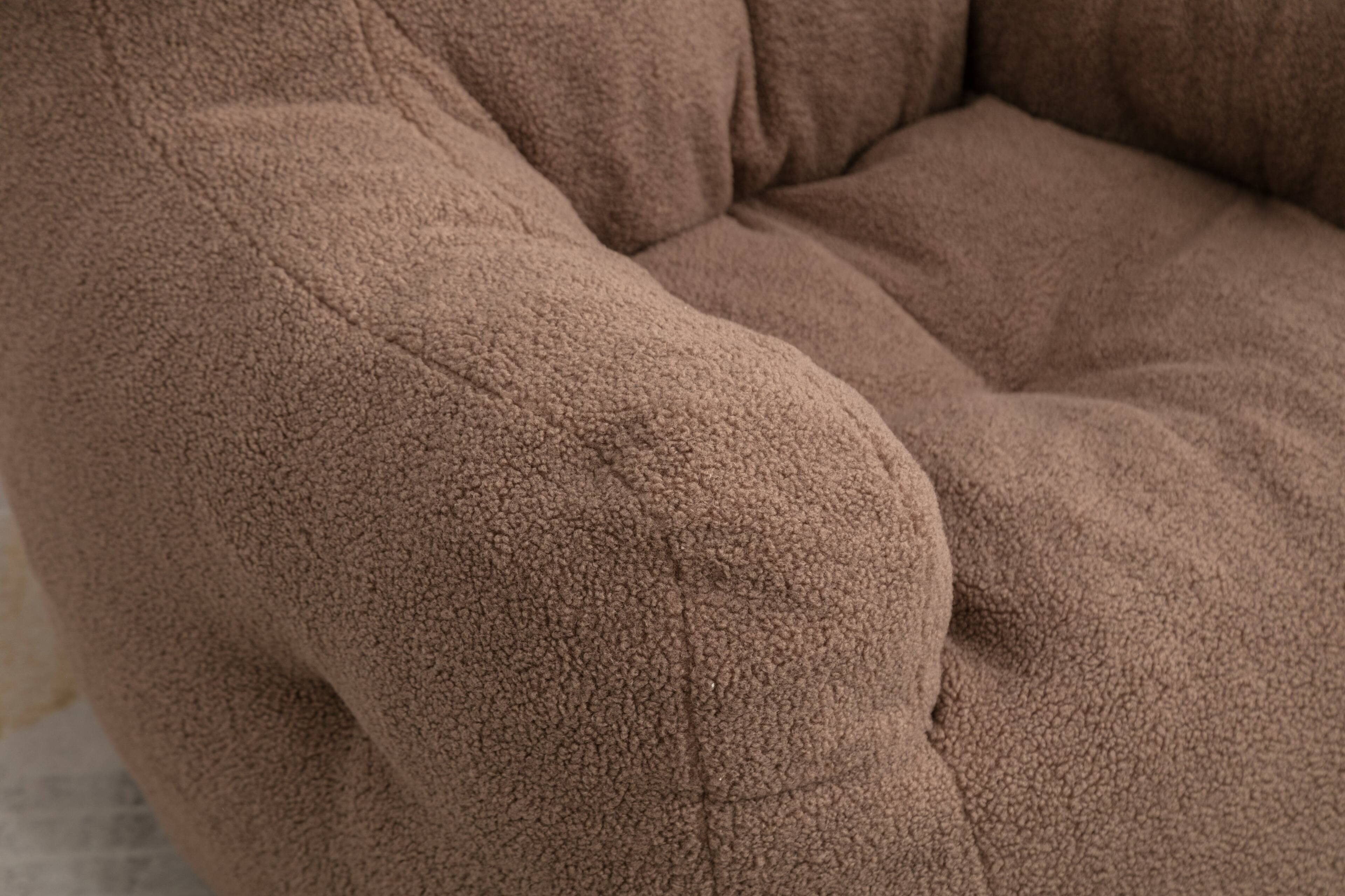 Alt View 4. GOODSILO - Luxury Plush Bean Bag Chair with Ergonomic Support - Soft Teddy Fabric and Memory Foam Filling for Ultimate Comfort - Coffee.