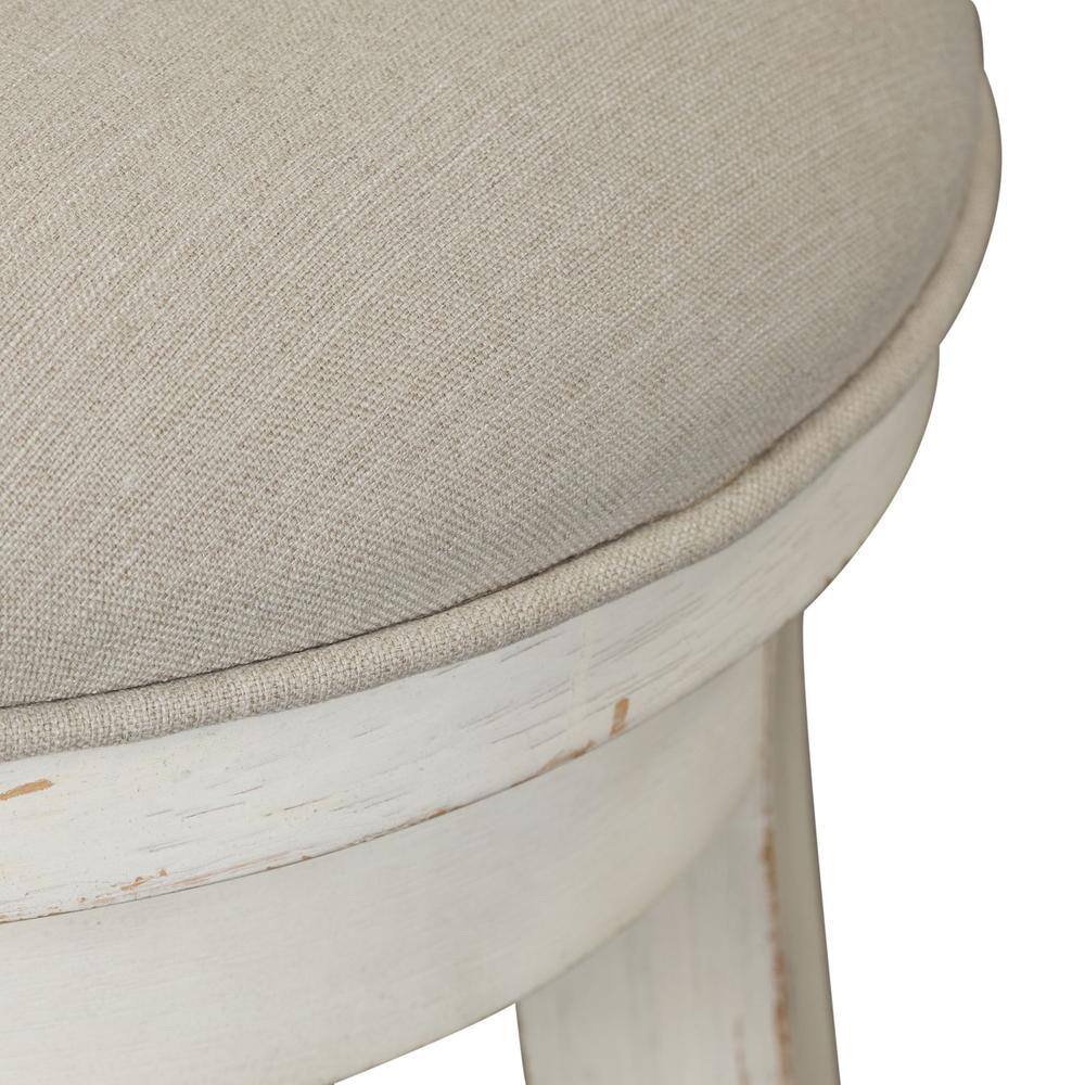 Back. Liberty Furniture Industries - Modern Farmhouse Console Swivel Stool in Flea Market White w/ Heavy Distressing - White.