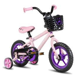 JOYSTAR - Cervine 12" Kids Bike with Training Wheels Basket, Coaster Brake Child's Bike for 2-4 Years Old Boys Girls - Pink