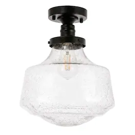 Living District - Lyle 1 light Flush mount - Black And Clear Seeded Glass