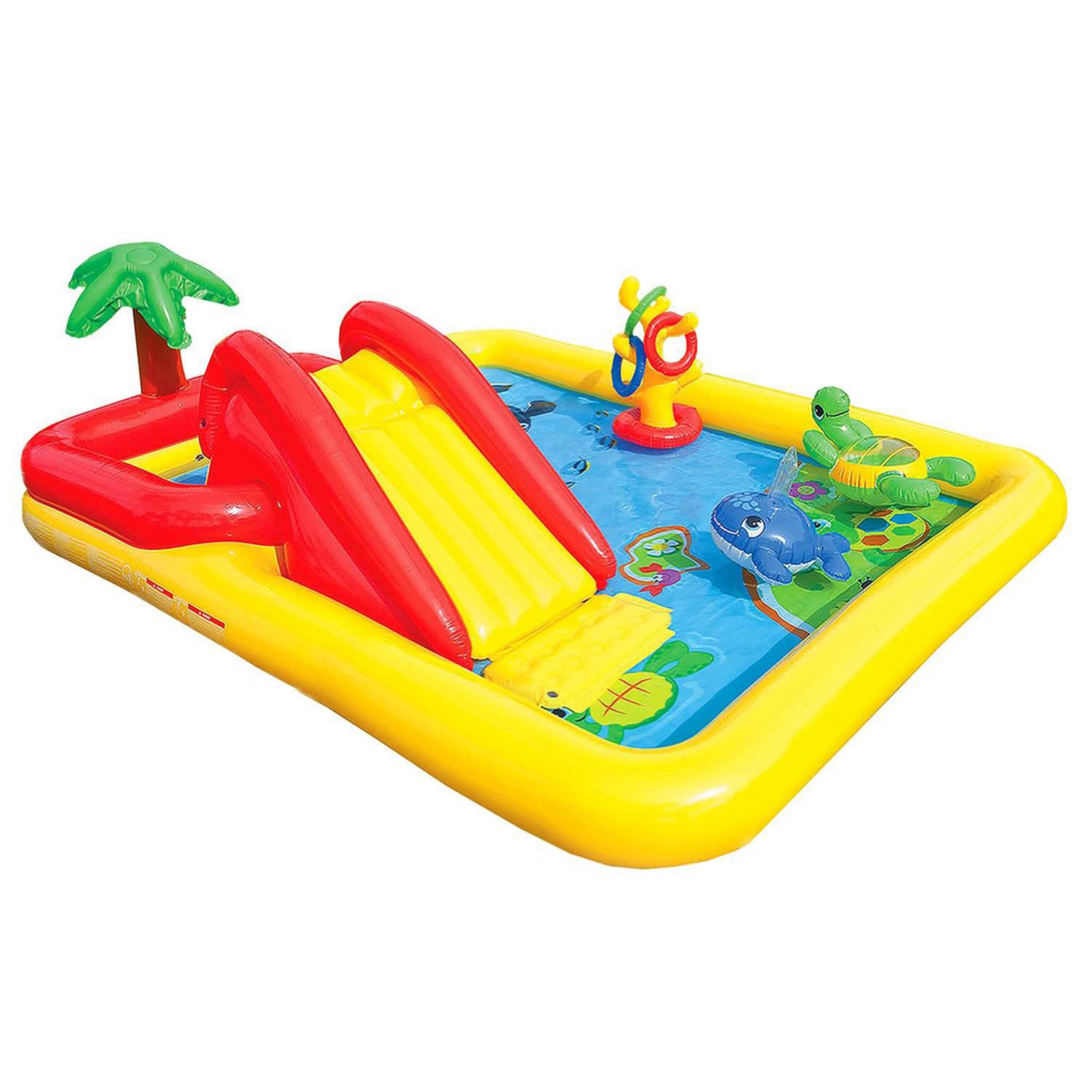 Alt View 7. Intex - Intex 100"x77" Inflatable Ocean Play Center Backyard Toddler Kiddie Pool & Games - Yellow.