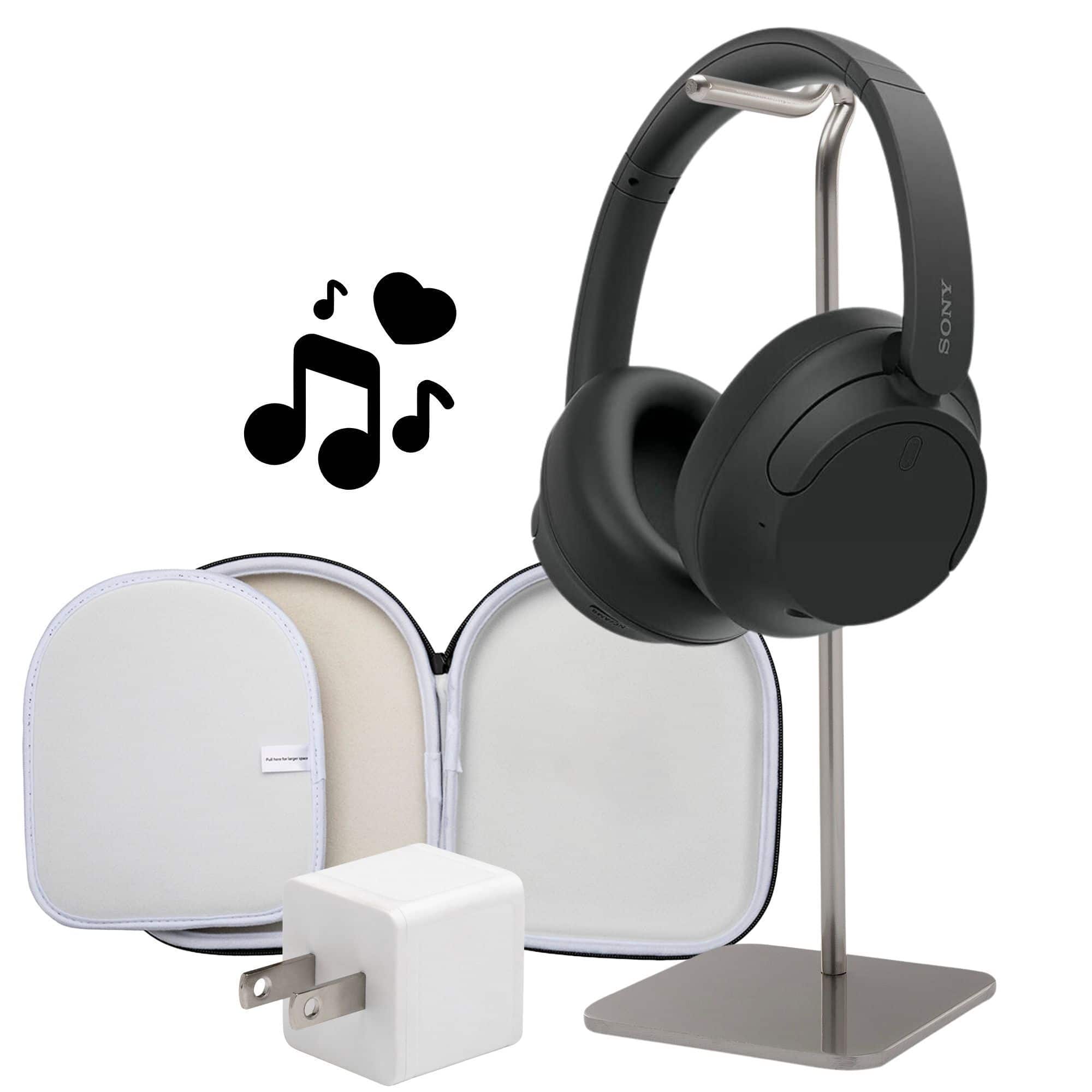 Front. Sony - Sony WHCH720NB Bluetooth Noise Canceling Over-the-Ear Headphones (Black) Bundle - Black.