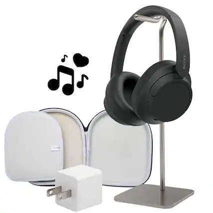Front. Sony - Sony WHCH720NB Bluetooth Noise Canceling Over-the-Ear Headphones (Black) Bundle - Black.