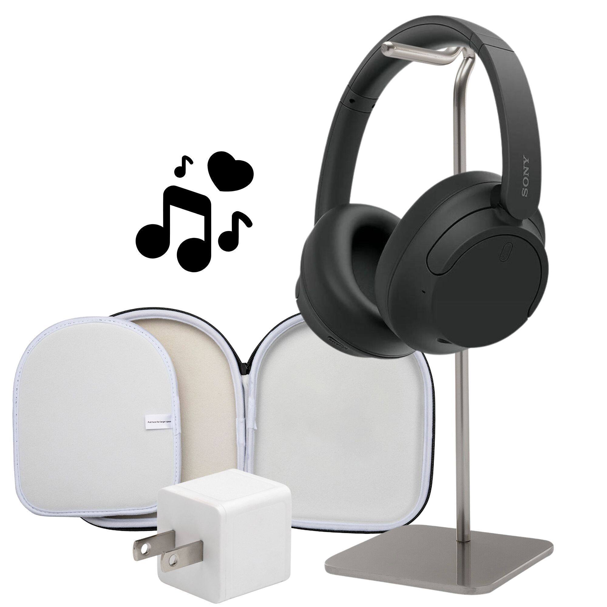 Front. Sony - Sony WHCH720NB Bluetooth Noise Canceling Over-the-Ear Headphones (Black) Bundle - Black.