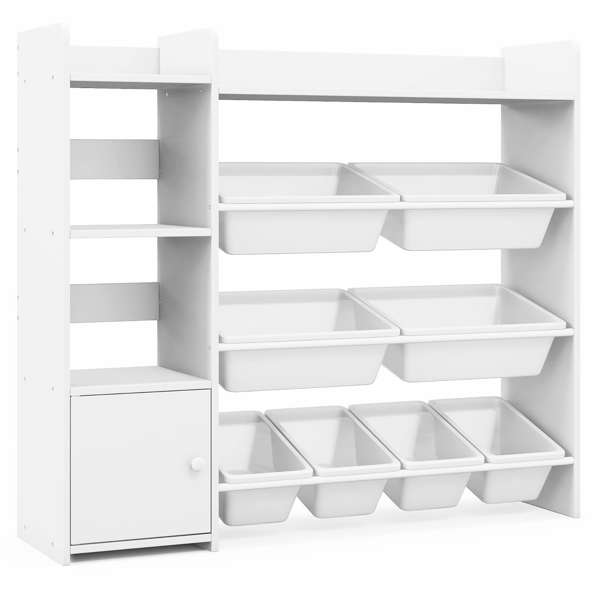 Alt View 9. Gymax - Gymax 4-Tier Kids Toy Storage Organizer Bookshelf w/ 8 Toy Organizer Bins Door - White.