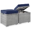 Front. Best Choice Products - Best Choice Products Set of 2 Wicker Ottomans, Multipurpose Furniture w/ Removable Cushions - Gray/Navy - Gray/Navy.